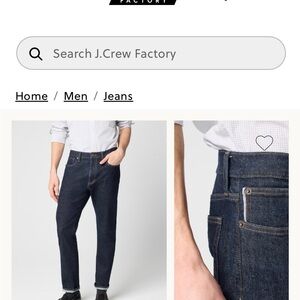 J. Crew Factory straight fit selvage Jean in signature flex